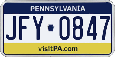 PA license plate JFY0847