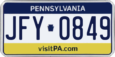 PA license plate JFY0849