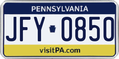 PA license plate JFY0850