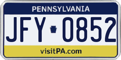 PA license plate JFY0852