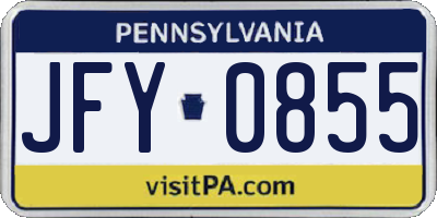 PA license plate JFY0855