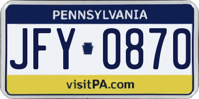 PA license plate JFY0870