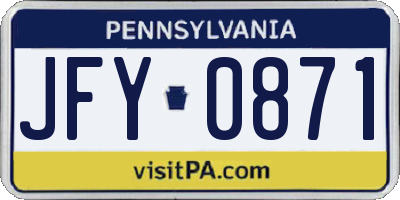 PA license plate JFY0871