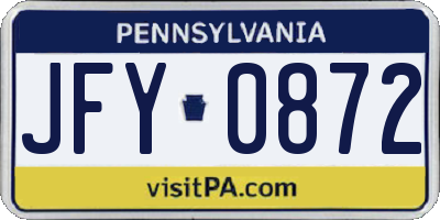 PA license plate JFY0872