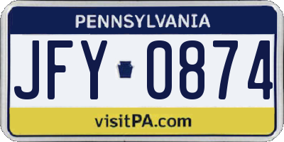 PA license plate JFY0874