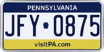 PA license plate JFY0875