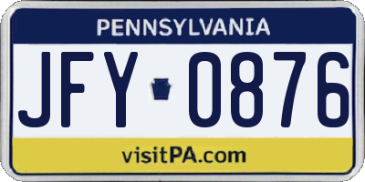PA license plate JFY0876