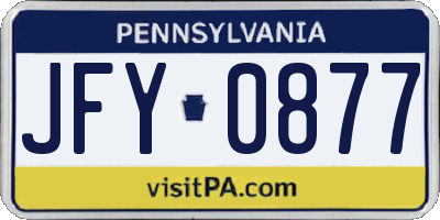 PA license plate JFY0877