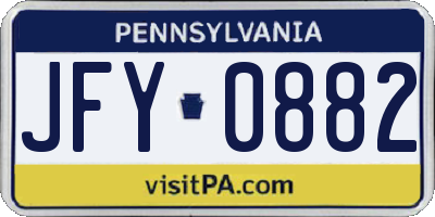 PA license plate JFY0882