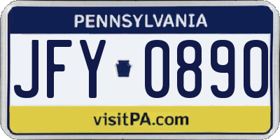 PA license plate JFY0890