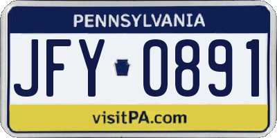 PA license plate JFY0891