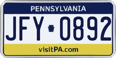 PA license plate JFY0892
