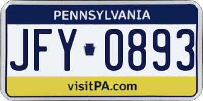 PA license plate JFY0893