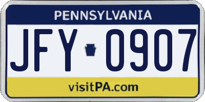 PA license plate JFY0907