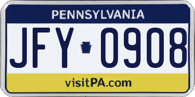 PA license plate JFY0908