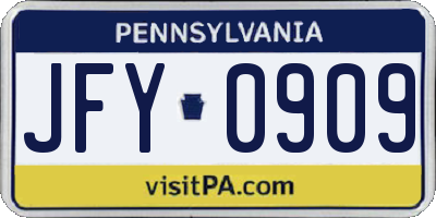 PA license plate JFY0909