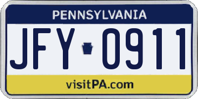 PA license plate JFY0911