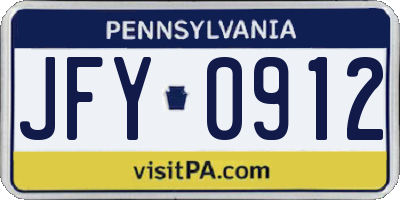 PA license plate JFY0912