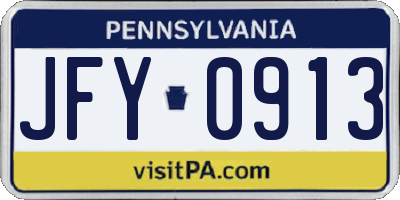 PA license plate JFY0913