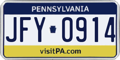 PA license plate JFY0914