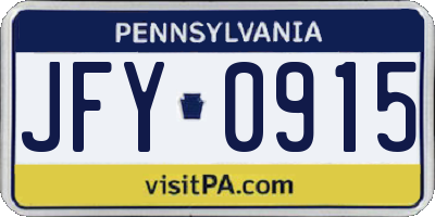 PA license plate JFY0915