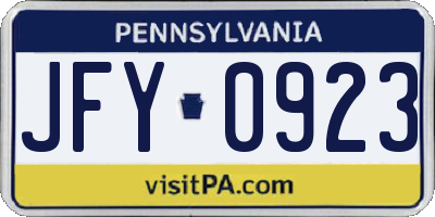 PA license plate JFY0923
