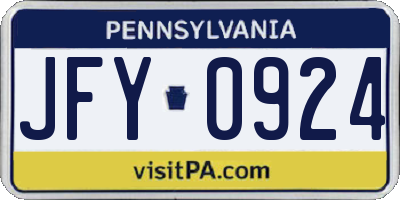 PA license plate JFY0924