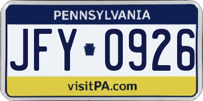 PA license plate JFY0926