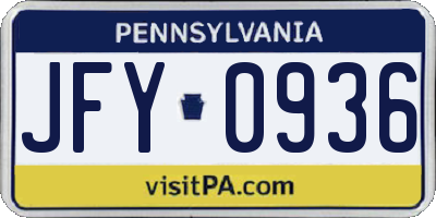 PA license plate JFY0936
