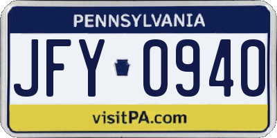 PA license plate JFY0940