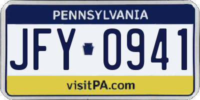 PA license plate JFY0941