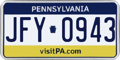 PA license plate JFY0943