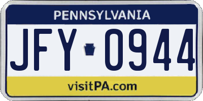 PA license plate JFY0944