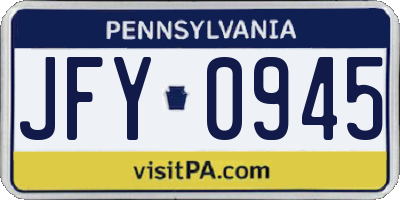 PA license plate JFY0945