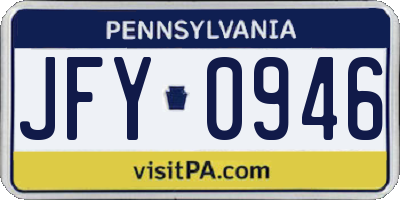 PA license plate JFY0946