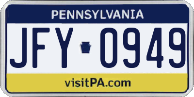PA license plate JFY0949