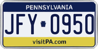 PA license plate JFY0950