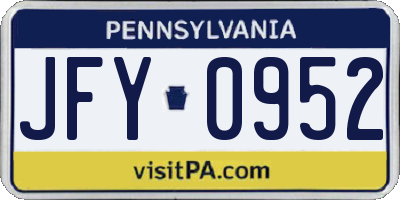 PA license plate JFY0952