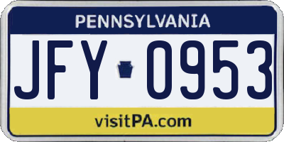 PA license plate JFY0953