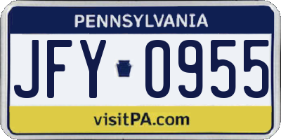 PA license plate JFY0955
