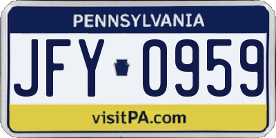 PA license plate JFY0959