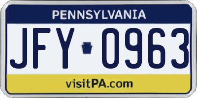PA license plate JFY0963