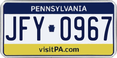 PA license plate JFY0967