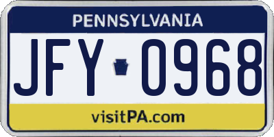 PA license plate JFY0968