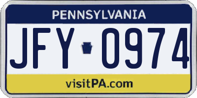 PA license plate JFY0974