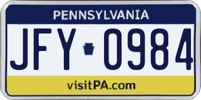 PA license plate JFY0984