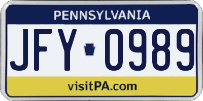 PA license plate JFY0989