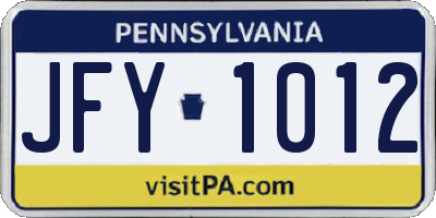 PA license plate JFY1012