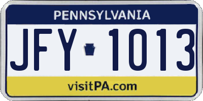 PA license plate JFY1013