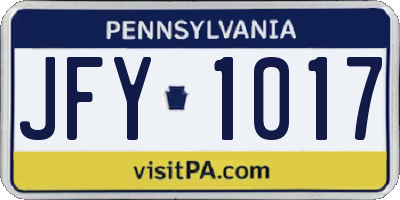 PA license plate JFY1017